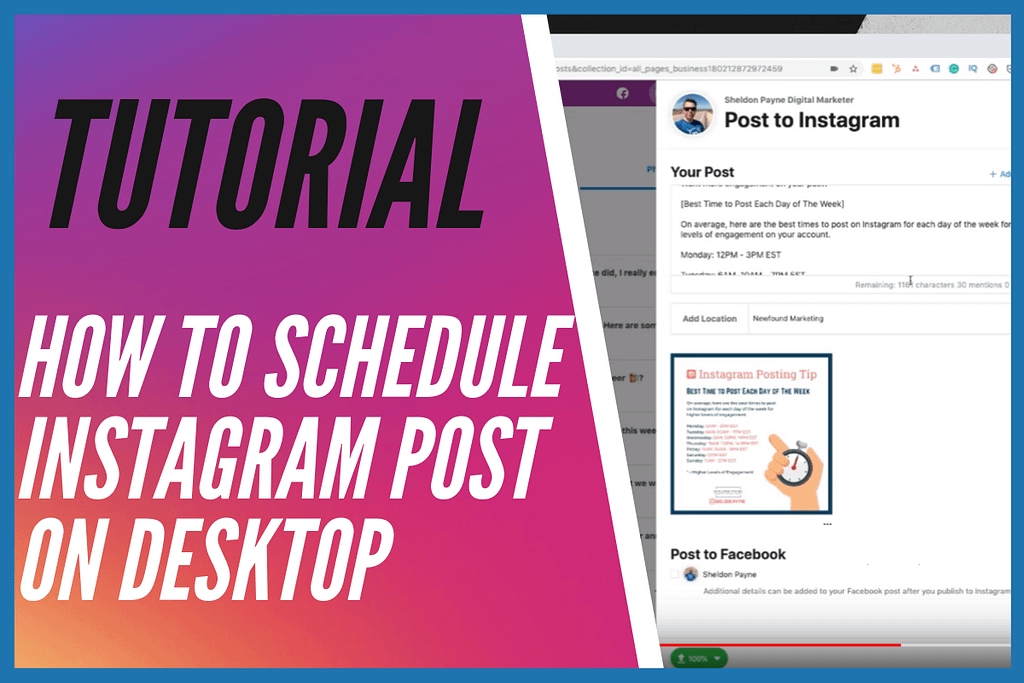 Tutorial How to Schedule Instagram Post on Desktop with Facebook Creator Studio - Sheldon Payne